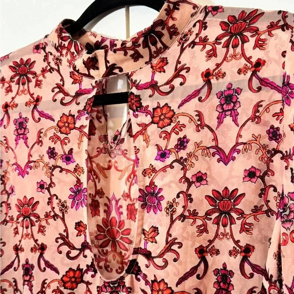 For Love & Lemons Floral Velvet Burnout Top – Size L - Picture 3 of 7